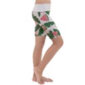 Tropical Watermelon Leaves Pink and green jungle leaves retro Hawaiian style Kids  Lightweight Velour Cropped Yoga Leggings View3