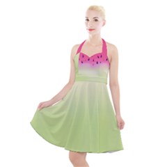 Watermelon Pastel Gradient Pink Watermelon Pastel Gradient Halter Party Swing Dress  by genx