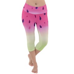 Watermelon Pastel Gradient Pink Watermelon Pastel Gradient Lightweight Velour Capri Yoga Leggings by genx