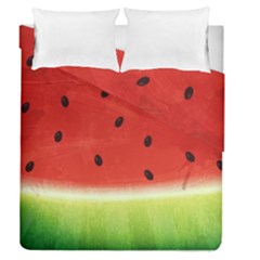 Juicy Paint Texture Watermelon Red And Green Watercolor Duvet Cover Double Side (queen Size) by genx