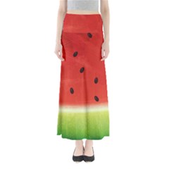 Juicy Paint Texture Watermelon Red And Green Watercolor Full Length Maxi Skirt by genx