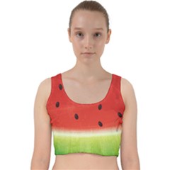 Juicy Paint Texture Watermelon Red And Green Watercolor Velvet Racer Back Crop Top by genx