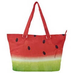 Juicy Paint Texture Watermelon Red And Green Watercolor Full Print Shoulder Bag by genx