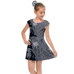 Black And White Lily Pond Kids  Cap Sleeve Dress by okhismakingart