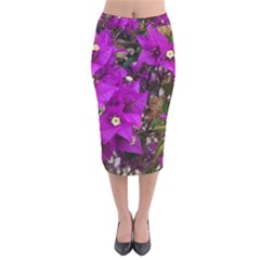 Bougainvillea  Velvet Midi Pencil Skirt by okhismakingart