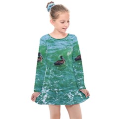 Waterbird  Kids  Long Sleeve Dress by okhismakingart