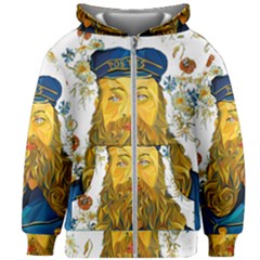 Vincent Van Gogh Cartoon Beard Illustration Bearde Kids  Zipper Hoodie Without Drawstring by Sudhe