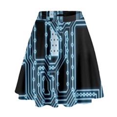 Circuit Pcb Tile Tiling Computer High Waist Skirt by Pakrebo