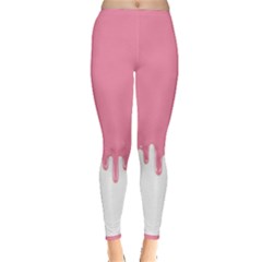 Ice Cream Pink Melting Background Inside Out Leggings by genx