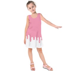 Ice Cream Pink Melting Background Bubble Gum Kids  Sleeveless Dress by genx