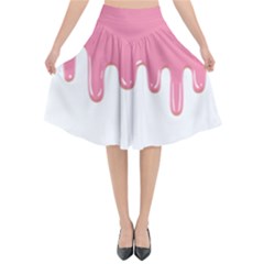 Ice Cream Pink Melting Background Bubble Gum Flared Midi Skirt by genx