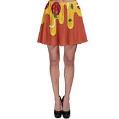 Pizza Topping Funny Modern Yellow Melting Cheese And Pepperonis Skater Skirt by genx