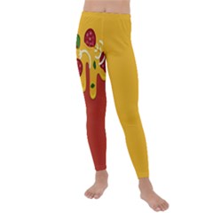 Pizza Topping Funny Modern Yellow Melting Cheese And Pepperonis Kids  Lightweight Velour Leggings by genx