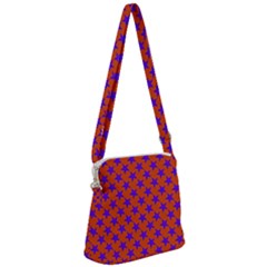 Purple Stars Pattern On Orange Zipper Messenger Bag by BrightVibesDesign