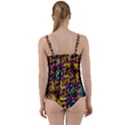 Color Mosaic Background Wall Twist Front Tankini Set View2