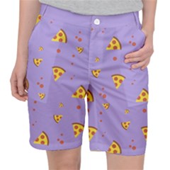 Pizza Pattern Violet Pepperoni Cheese Funny Slices Pocket Shorts by genx