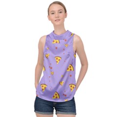 Pizza Pattern Violet Pepperoni Cheese Funny Slices High Neck Satin Top by genx