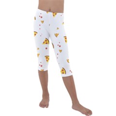 Pizza Pattern Pepperoni Cheese Funny Slices Kids  Lightweight Velour Capri Leggings  by genx