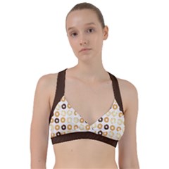 Donuts Pattern With Bites Bright Pastel Blue And Brown Cropped Sweatshirt Sweetheart Sports Bra by genx