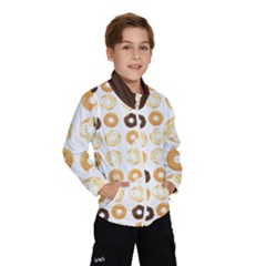 Donuts Pattern With Bites Bright Pastel Blue And Brown Cropped Sweatshirt Kids  Windbreaker by genx