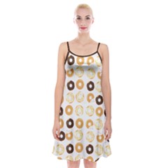 Donuts Pattern With Bites Bright Pastel Blue And Brown Cropped Sweatshirt Spaghetti Strap Velvet Dress by genx