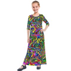 Graffiti 3 2 Kids  Quarter Sleeve Maxi Dress by ArtworkByPatrick