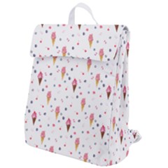 Ice Cream Cones Watercolor With Fruit Berries And Cherries Summer Pattern Flap Top Backpack by genx