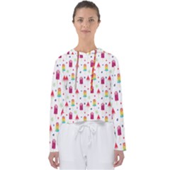 Popsicle Juice Watercolor With Fruit Berries And Cherries Summer Pattern Women s Slouchy Sweat by genx