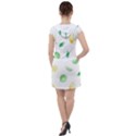 Lemon and limes yellow green watercolor fruits with citrus leaves Pattern Drawstring Hooded Dress View2