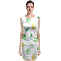 Lemon And Limes Yellow Green Watercolor Fruits With Citrus Leaves Pattern Classic Sleeveless Midi Dress by genx