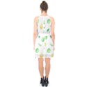 Lemon and limes yellow green watercolor fruits with citrus leaves Pattern Halter Collar Waist Tie Chiffon Dress View2