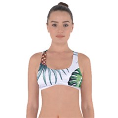 Pineapple Tropical Jungle Giant Green Leaf Watercolor Pattern Got No Strings Sports Bra by genx