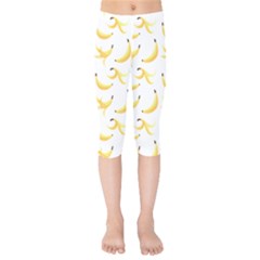 Yellow Banana And Peels Pattern With Polygon Retro Style Kids  Capri Leggings  by genx