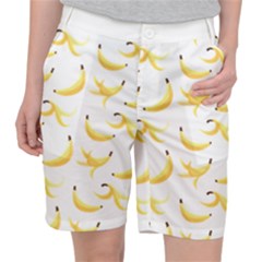 Yellow Banana And Peels Pattern With Polygon Retro Style Pocket Shorts by genx