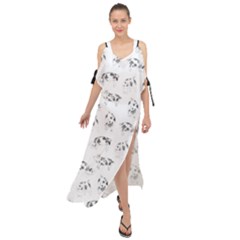 Pigs Handrawn Black And White Square13k Black Pattern Skull Bats Vintage K Maxi Chiffon Cover Up Dress by genx