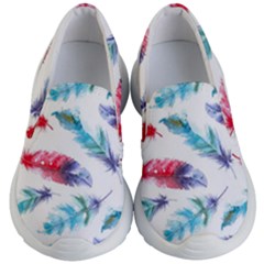 Feathers Boho Style Purple Red And Blue Watercolor Kids  Lightweight Slip Ons by genx