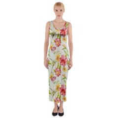 Water Color Flowers Fitted Maxi Dress by PookieCatShop