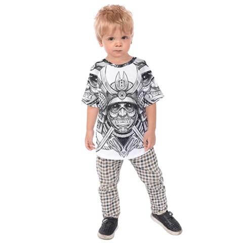 Drawing Samurai Tattoo Sketch Japanese Samurai Kids  Raglan Tee by Sudhe