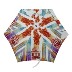 New York City Poster Watercolor Painting Illustrat Mini Folding Umbrellas by Sudhe