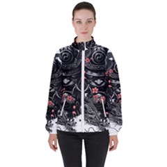 Sleeve Tattoo  Samurai Women s High Neck Windbreaker by Sudhe