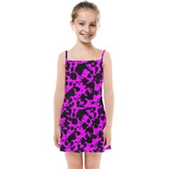 Black And Pink Leopard Style Paint Splash Funny Pattern Kids  Summer Sun Dress by yoursparklingshop