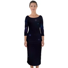 Serene Space Quarter Sleeve Midi Bodycon Dress by JadehawksAnD