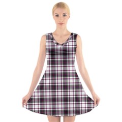 Tartan Pattern V-neck Sleeveless Dress by Pakrebo