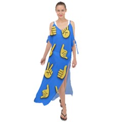 Emojis Hands Fingers Background Maxi Chiffon Cover Up Dress by Pakrebo