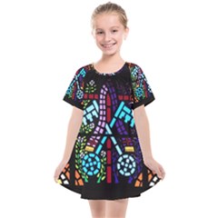 Mosaic Window Rosette Church Glass Kids  Smock Dress by Pakrebo