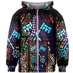 Mosaic Window Rosette Church Glass Kids  Zipper Hoodie Without Drawstring by Pakrebo