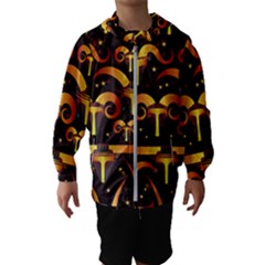 Stylised Horns Black Pattern Kids  Hooded Windbreaker by HermanTelo