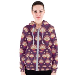 Background Floral Pattern Purple Women s Zipper Hoodie by HermanTelo