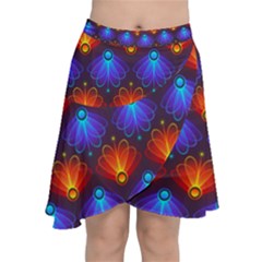 Background Colorful Abstract Chiffon Wrap Front Skirt by HermanTelo