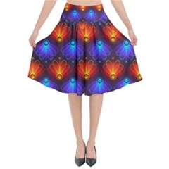 Background Colorful Abstract Flared Midi Skirt by HermanTelo